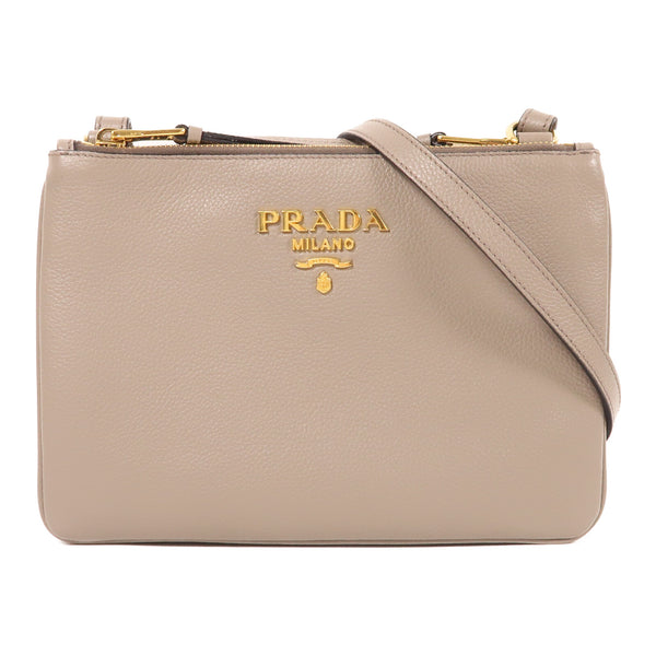 PRADA GHW Shoulder Bag 1BH046 Calfskin Leather Grey