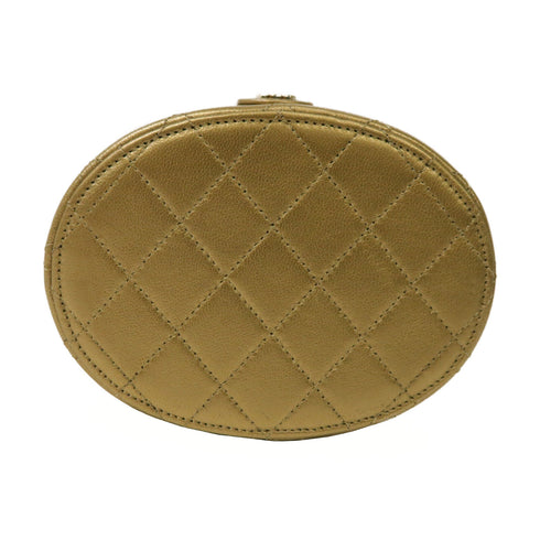 CHANEL Quilted CC GHW Chain Shoulder Bag Calfskin Leather Gold Color