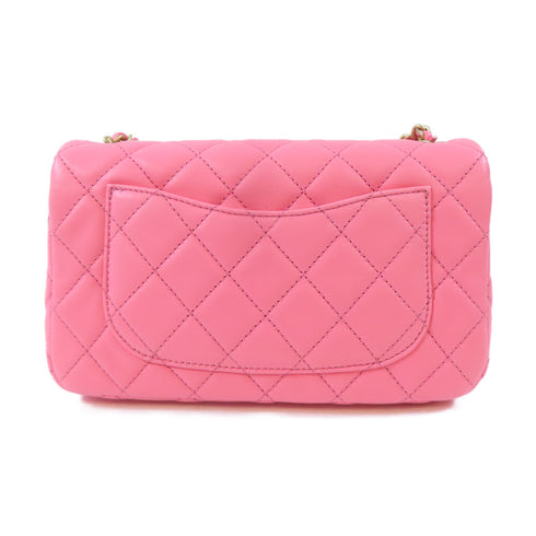 CHANEL Quilted CC GHW Mini Classic 20 Chain Shoulder Bag Lambskin Leather Pink