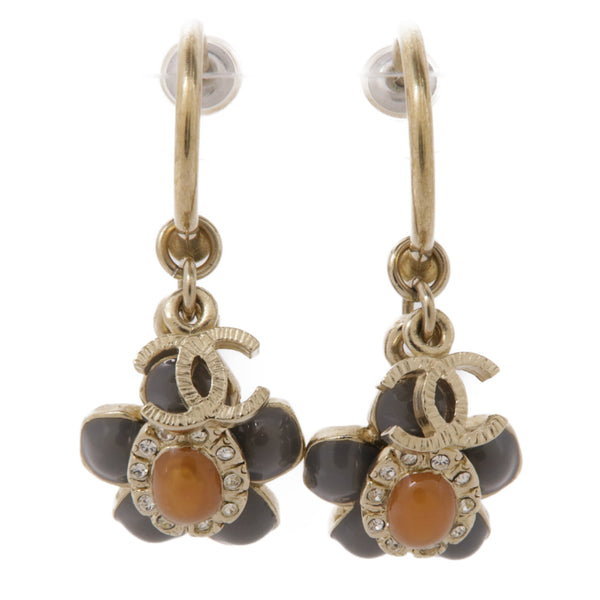CHANEL CC Earrings Metal Gold/Gray/Orange
