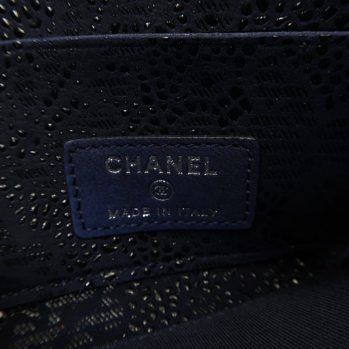 CHANEL CC SHW Zip Long Wallet Coated Canvas Navy