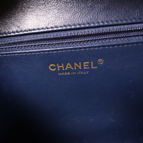 CHANEL CC GHW Vanity Bag 2 Way Shoulder Bag Calfskin Leather Navy