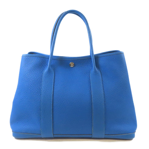 HERMES PHW Garden Party PM Tote Bag Shoulder Handbag Negonda Blue