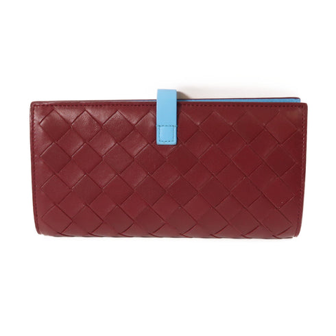 BOTTEGA VENETA BV GHW Wallet Long Calfskin Leather Red/Blue