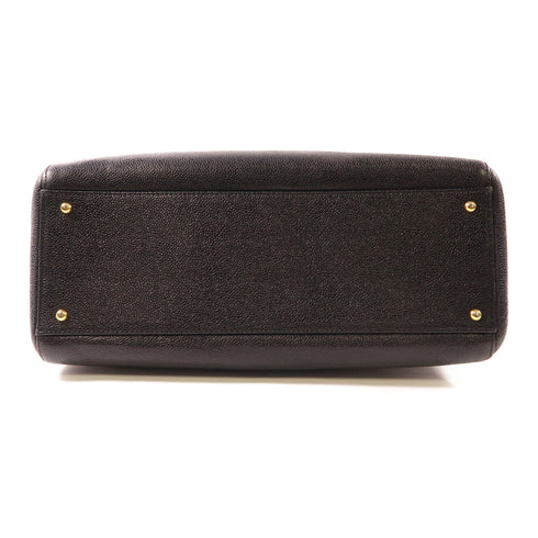 CHANEL CC GHW Vintage Shoulder Bag Chain Shoulder Tote Calfskin Leather Black