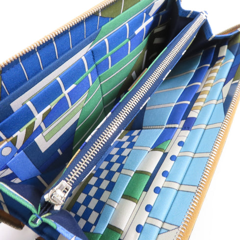 HERMES PHW Zipped Silk In Long Wallet Veau Epsom Leather Gold Brown