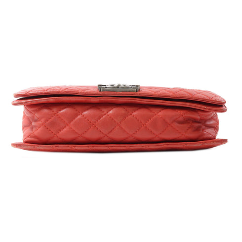 CHANEL CC Chain Shoulder Bag Calfskin Leather Red