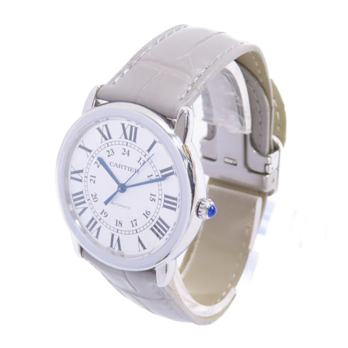 CARTIER Ronde De Cartier Automatic Watch SS Leather Belt WSRN0013 White