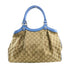 GUCCI GG GHW Handbag 211944 Canvas Leather Brown Blue