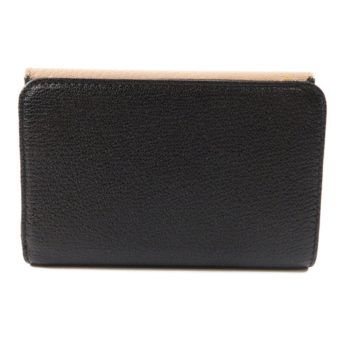 Miu Miu GHW Trifold Wallet 5ML225 Calfskin Leather Black Beige