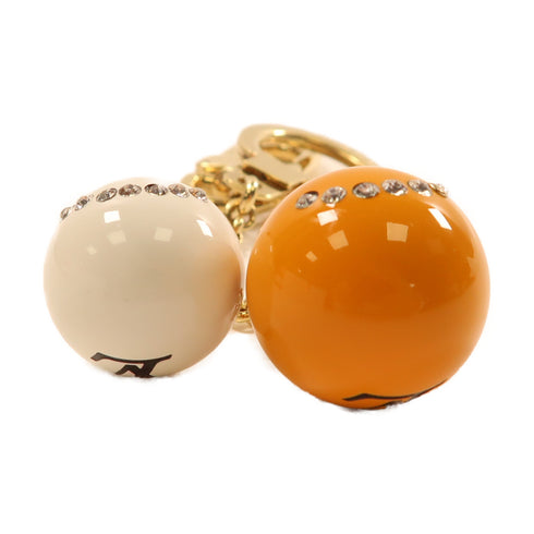 LOUIS VUITTON LV GHW Key Ring Charm Metal M65377 Orange/White