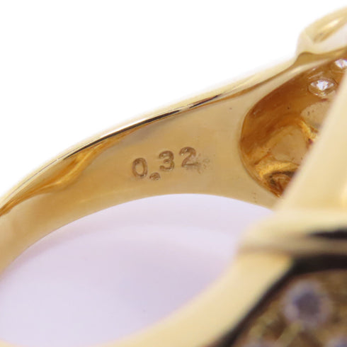 Fine Jewelry Pearl 0.32ct Diamond Ring US#5.75 18K Yellow Gold