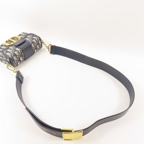 CHRISTIAN DIOR CD GHW 30 Montaigne 2 Way Shoulder Bag Canvas/Leather Navy