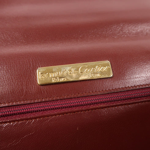 CARTIER Clutch Bag Pouch Calfskin Leather Red