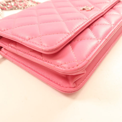 CHANEL CC SHW Wallet On Chain Shoulder Bag Lambskin Leather Pink