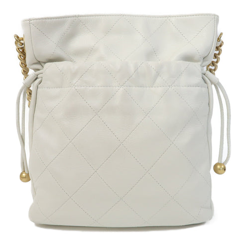 CHANEL Quilted CC GHW Chain Shoulder Bag AS2985 Lambskin Leather White