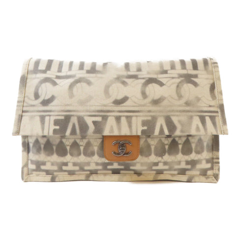 CHANEL CC SHW Clutch Canvas White/Grey