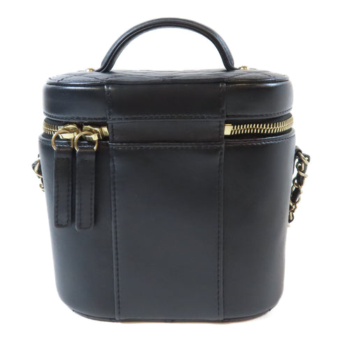 CHANEL Quilted CC GHW Crystal Mania Vanity Case 2way Bag Lambskin Leather Black