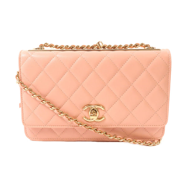 CHANEL CC GHW Chain Shoulder Bag Lambskin Leather Pink