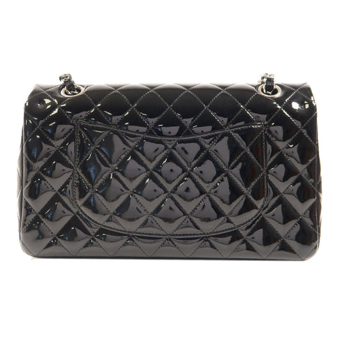 CHANEL Quilted CC SHW CF 25cm Classic Flap Shoulder Bag A01112 Patent Leather