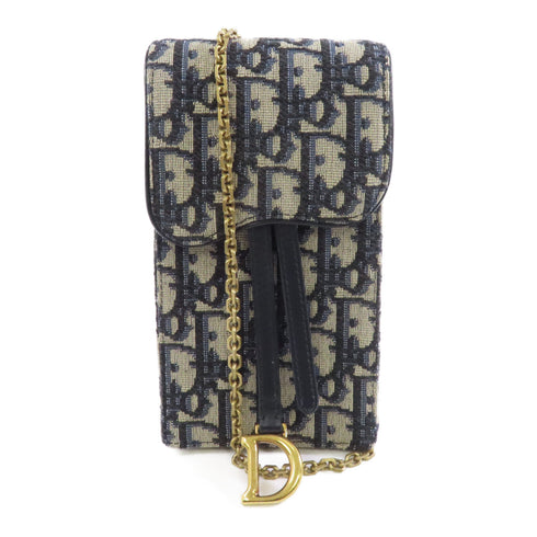 Christian Dior CD GHW Chain Shoulder Bag Canvas Blue