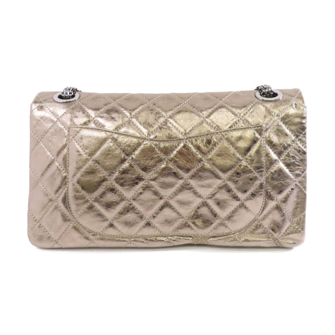 Chanel Quilted CC SHW 2.55 Chain Shoulder Bag Calfskin Leather Gold Color