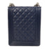 CHANEL Quilted CC SHW Boy North South Chain Shoulder Bag Lambskin Leather Blue