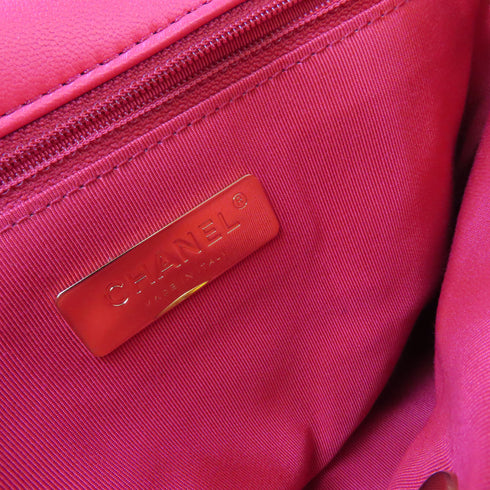 CHANEL Quilted GHW CC C19 Chain Hand Shoulder Bag Canva Pink
