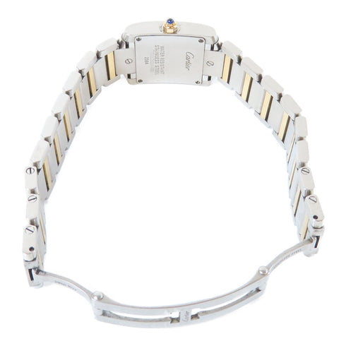 CARTIER Tank Francaise Quartz Watch 18K Yellow Gold Stainless Steel Shell Pink