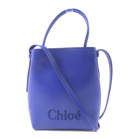 Chloe 2 Way Shoulder Crossbody Handbag Calfskin Leather Blue