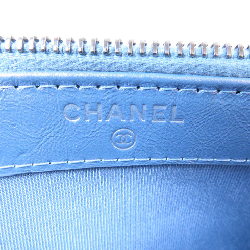 CHANEL Quilted CC Chain Shoulder Bag Calfskin Leather Light Blue