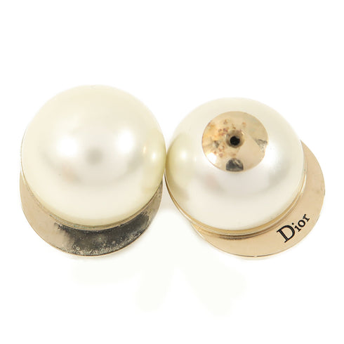 Christian Dior CD Earrings Metal/PVC Gold White
