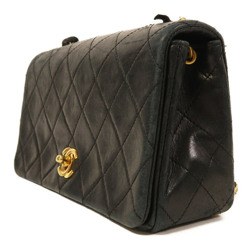 CHANEL CC GHW Vintage Chain Shoulder Bag Calfskin Leather Black