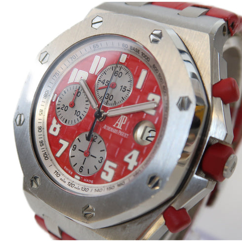 AUDEMARS PIGUET Royal Oak 42mm Automatic Watch Stainless Steel/Leather Red