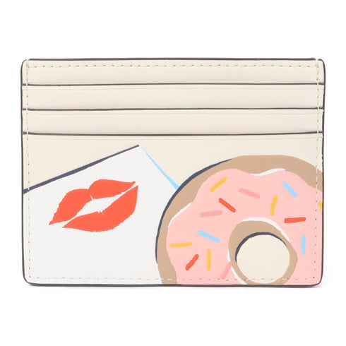 Kate Spade GHW Card Case/Card Holder Calfskin Leather Beige