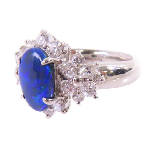 FINE JEWELRY 1.10ct Black Opal 0.85ct Diamond Ring 5.75 Ring PT900 Platinum