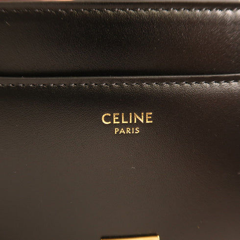 CELINE GHW Small 16 2 Way Shoulder Bag Handbag Calfskin Leather Black