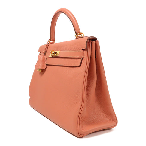 HERMES PHW Kelly 32 2 Way Bag Togo Leather Rose Tea