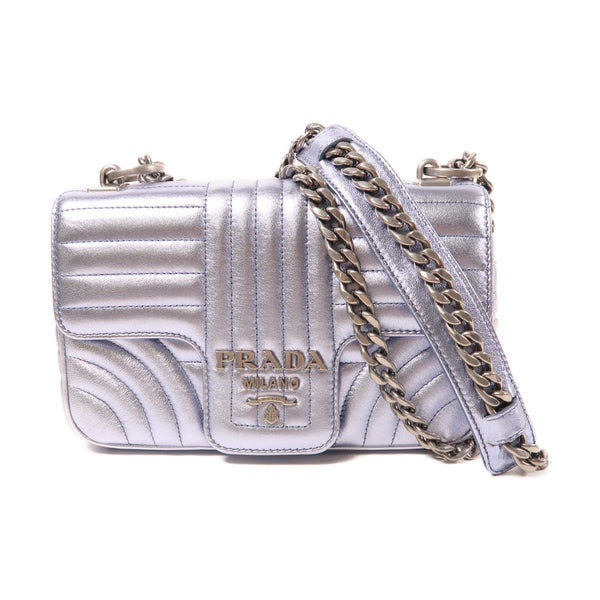 PRADA SHW Chain Shoulder Bag Lambskin Leather 1BD107 Blue