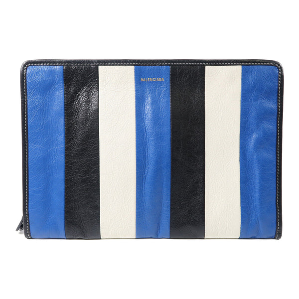 BALENCIAGA SHW Clutch 443658 Calfskin Leather Blue/Black/White