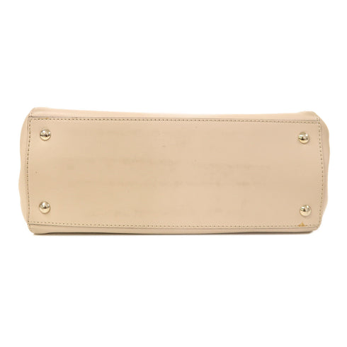 FENDI SHW Dotcom 2 Way Shoulder Bag Handbag Calfskin Leather Beige