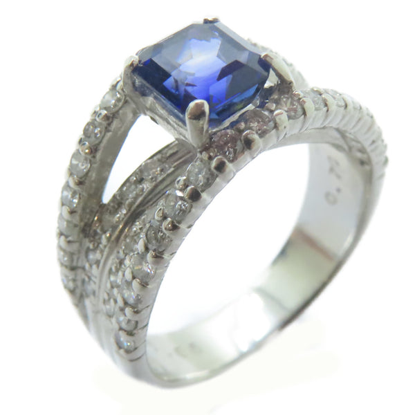 FINE JEWELRY 1.56ct Sapphire 0.7ct Diamond Ring PT900 Platinum US#5.75