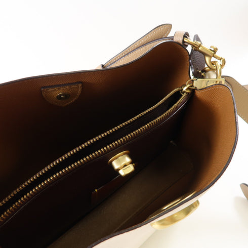 COACH GHW Willow 2 Way Shoulder Bag C25901 Leather White/Brown