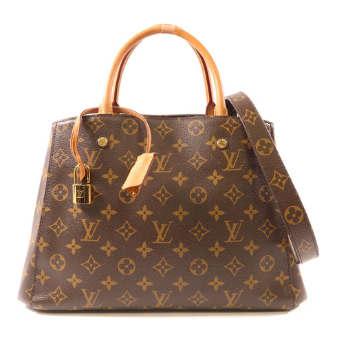 LOUIS VUITTON LV GHW Montaigne MM 2 Way Shoulder Handbag M41056 Monogram Brown