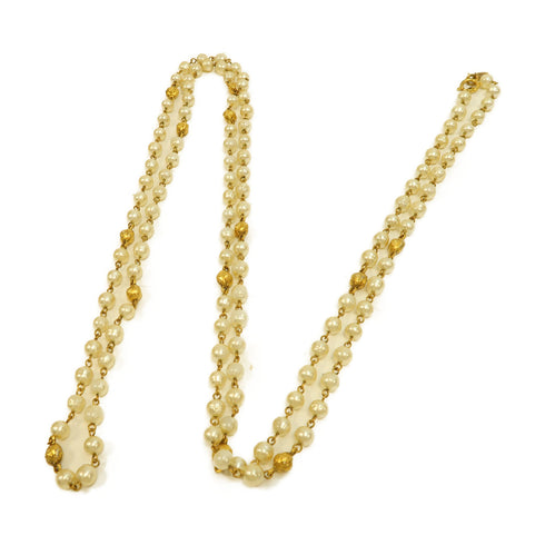 CHANEL CC Necklace Metal Gold/White