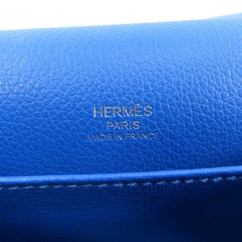 HERMES PHW Mini Roulis Shoulder Bag Evercolor Leather Bleu Zanzibar/Blue