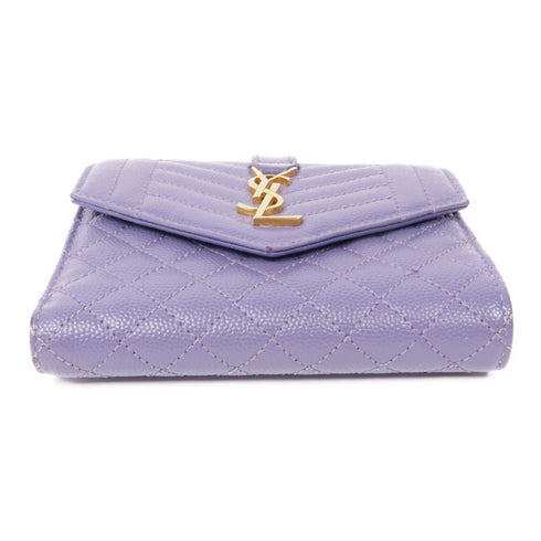 SAINT LAURENT YSL GHW Wallet 651028 Calfskin Leather Purple