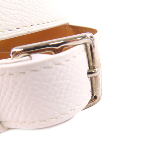 HERMES PHW Etriviere Bracelet Bangle Evercolor Leather White