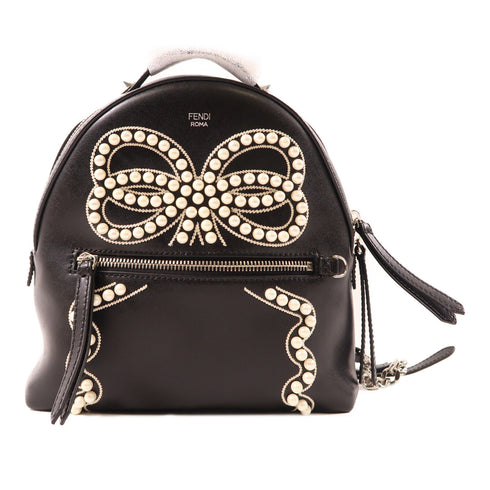 FENDI SHW Backpack Rucksack 8BZ038 Calfskin Leather Black