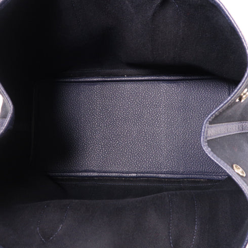 HERMES PHW Garden Party PM Handbag Canvas Navy Black